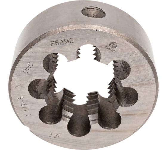 Плашка CNIC дюймовая 1 1/2"- 6 UNC 60гр Р6АМ5 6 ниток/дюйм dнар.75мм 56129