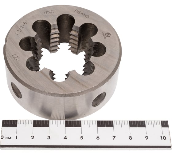 Плашка CNIC дюймовая 1 1/2"- 6 UNC 60гр Р6АМ5 6 ниток/дюйм dнар.75мм 56129