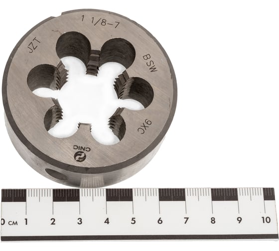 Плашка CNIC дюймовая 1 1/8"- 7BSW 55гр 9ХС 7 ниток/дюйм, dнар. 65мм резьба Уитворта 18511