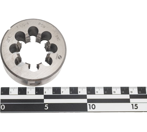 Плашка CNIC дюймовая 1 1/2"- 6BSW 55гр 9ХС 6 ниток/дюйм, dнар. 75мм резьба Уитворта 55866