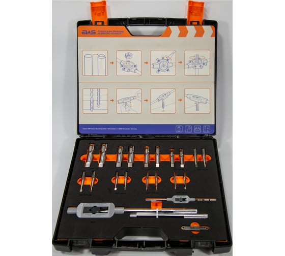 Набор ручных метчиков и плашек GSR 37-предметов A_S UNF1/4-1 HSSG S504AS160 1