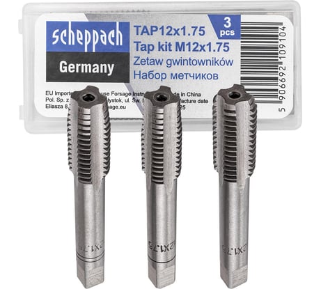 Метчик Scheppach M12x1,75 (3шт) Sch-TAP12x1.75(62781)
