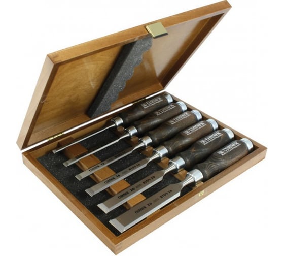 Набор из 6 плоских стамесок Narex Wood Line Profi (светлые) 853055