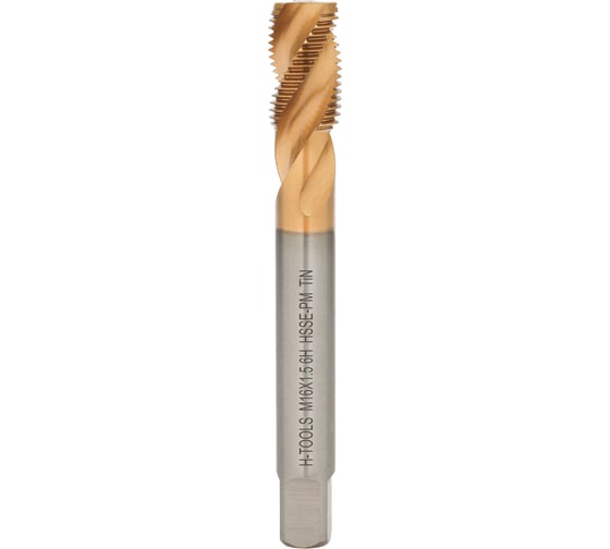 Метчик машинный спиральный H-Tools М16 шаг 1.5мм DIN374 HSSEPM-TiN R45 6h 30160THT
