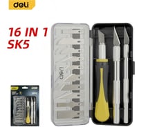 Набор резцов по дереву DELI DL359016 16 предметов, пластиковый кейс 225616