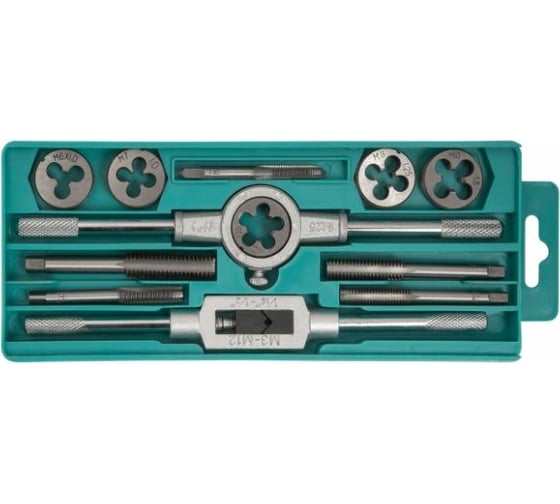 Набор метчиков и плашек SDW TOOLS 12 предметов, M6-M12, пластик кейс ta00303