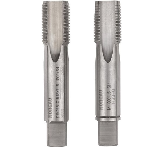 Комплект метчиков NORGAU 2шт, M18x1,5/6H HSS 013011440