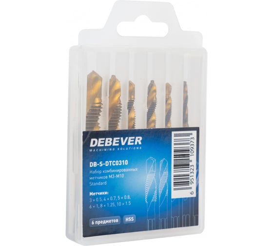 Набор комбинированных метчиков Debever Machining Solutions Standard М3-М10, 6 предметов, DB-S-DTC0310