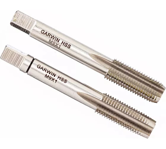 Метчики ручные GARWIN Mf9x1.0, DIN 2181, HSS, 6H, комплект из 2 штук GM-TF090100