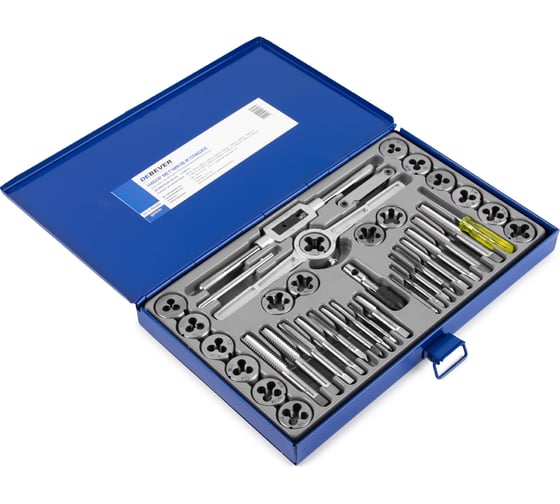 Набор метчиков и плашек Debever Machining Solutions М3 -12, 4-40 - 1/8NPT27, 60 предметов, метр/дюйм резьба DB-S-TD5060