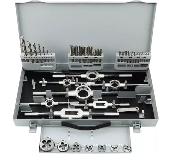 Набор метчиков и плашек HSS GARWIN DIN352, М3 - 12, 44 предмета GM-TCS44