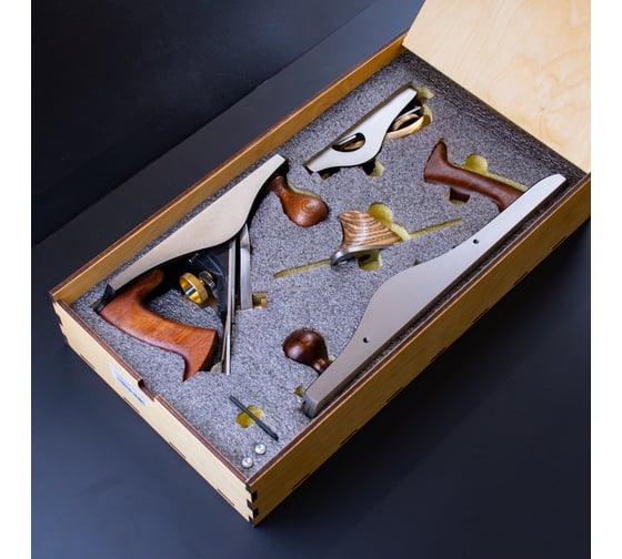 Набор рубанков GOLDRATIO: n4, n62 c бок.рукоятью, n507, в деревянном ящике М00025206