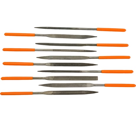 Набор надфилей (напильников) TDM ELECTRIC 10 штук, диаметр 4 мм, длина 160 мм, пластиковая рукоятка, серия Рубин SQ1026-0304