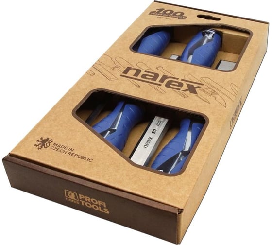 Набор из 4 плоских стамесок с ручкой Narex HEAVY DUTY (8,10,16,32) 860702