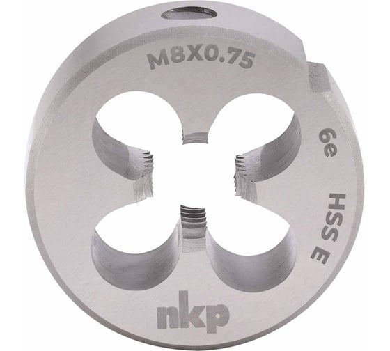 Плашка NKP М8 шаг 0.75мм DINEN22568 HSSE 6e 25х9мм 289082N