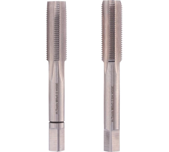 Метчик H-Tools М8 шаг 0.5мм комплект из 2х шт. DIN2181 HSSE 6h L-56мм a=4.9 235083EHT