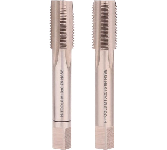 Метчик H-Tools М10 шаг 0.75мм комплект из 2х шт. DIN2181 HSSE 6h L-63мм a=5.5 235102EHT