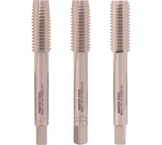 Метчик MASTER-TOOL М8 шаг 1.25мм комплект из 3х шт. DIN352 HSSEV3 7h 316210HT