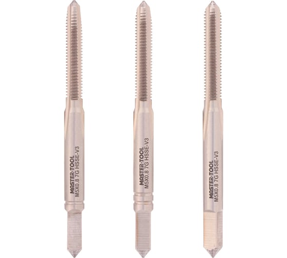 Метчик MASTER-TOOL М5 шаг 0.8мм комплект из 3х шт. DIN352 HSSEV3 7g 315170HT