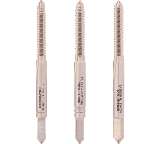 Метчик MASTER-TOOL М5 шаг 0.8мм комплект из 3х шт. DIN352 HSSEV3 7h 316170HT