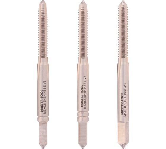 Метчик MASTER-TOOL М5 шаг 0.8мм комплект из 3х шт. DIN352 HSSEV3 5h6h 317170HT