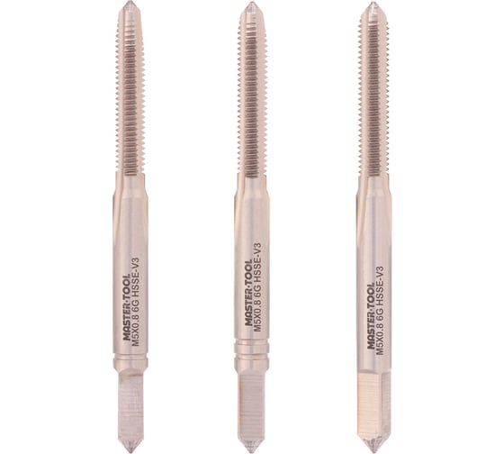 Метчик MASTER-TOOL М5 шаг 0.8мм комплект из 3х шт. DIN352 HSSEV3 6g 314170HT