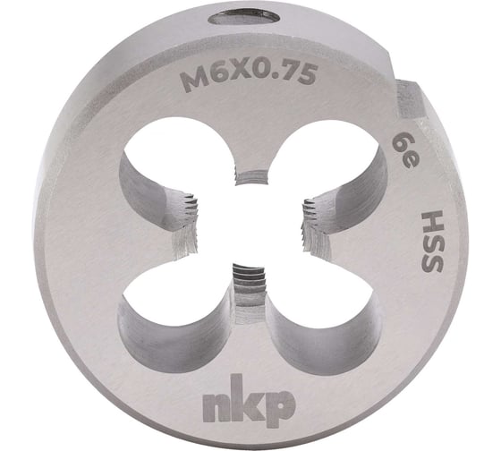 Плашка NKP М6 шаг 0.75мм DINEN22568 HSS 6e 20х7мм 239061N
