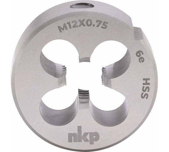 Плашка NKP М12 шаг 0.75мм DINEN22568 HSS 6e 38х10мм 239124N