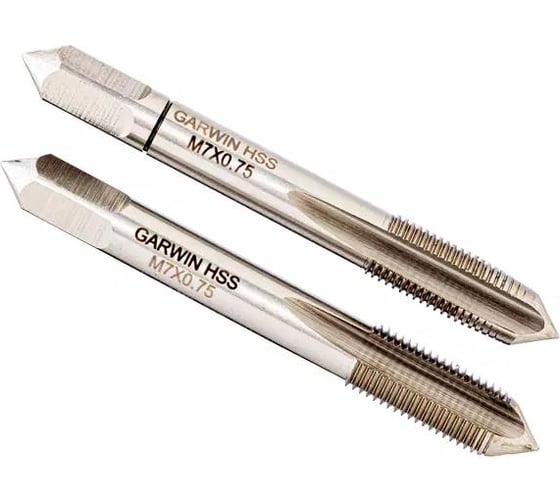 Метчики ручные GARWIN Mf7x0.75, DIN 2181, HSS, 6H, комплект из 2 штук GM-TF070075