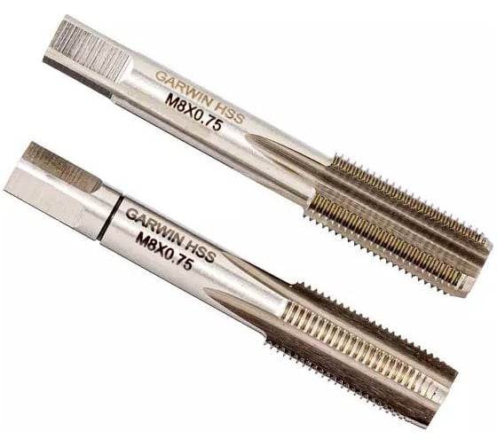 Метчики ручные GARWIN Mf8x0.75, DIN 2181, HSS, 6H, комплект из 2 штук GM-TF080075