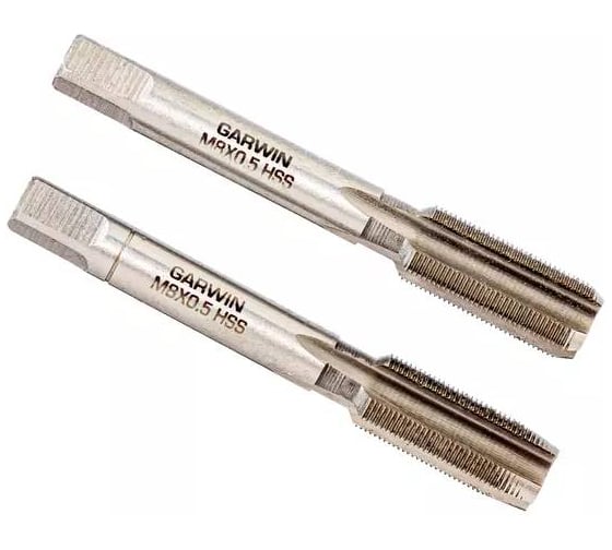 Метчики ручные GARWIN Mf8x0.5, DIN 2181, HSS, 6H, комплект из 2 штук GM-TF080050