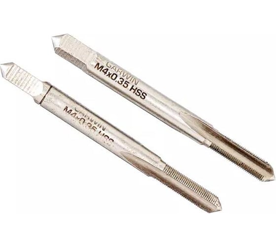 Метчики ручные GARWIN Mf4x0.35, DIN 2181, HSS, 6H, комплект из 2 штук GM-TF040035