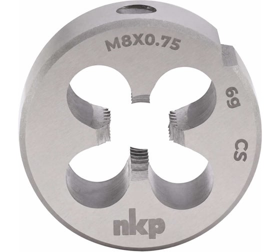 Плашка NKP М8 шаг 0.75мм DINEN22568 115CrV3 6g 25х9мм 210082N