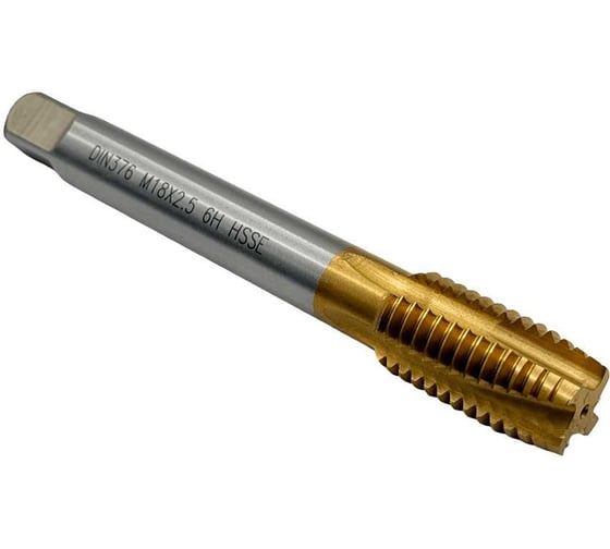 Машинно-ручной метчик для сквозных отверстий TORNERI М18x2.5 HSSE 6H DIN376 TiN 043919