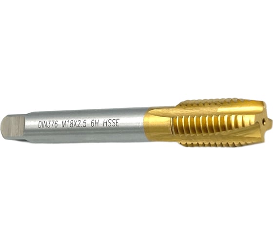 Машинно-ручной метчик для сквозных отверстий TORNERI М18x2.5 HSSE 6H DIN376 TiN 043919 1