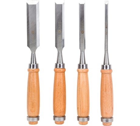 Набор стамесок СПЕЦ НСД-4Д, дерев. рукоять, 4 шт, сталь HCS СПЕЦ-3382