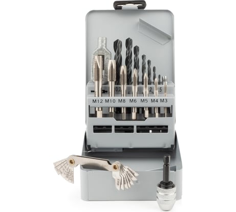 Набор машинно-ручных метчиков GSR DIN 352 B M3-M12 + сверла 17 предметов 00708040