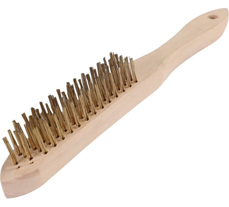 Корщетка KENDO сталь с медным покрытием, с деревянной ручкой 31504