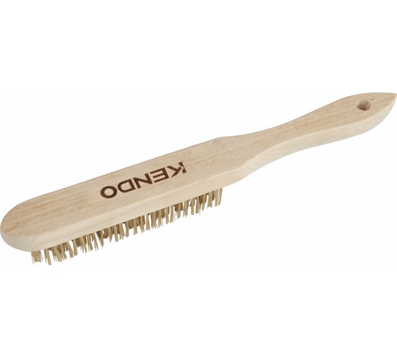 Корщетка KENDO сталь с медным покрытием, с деревянной ручкой 31504