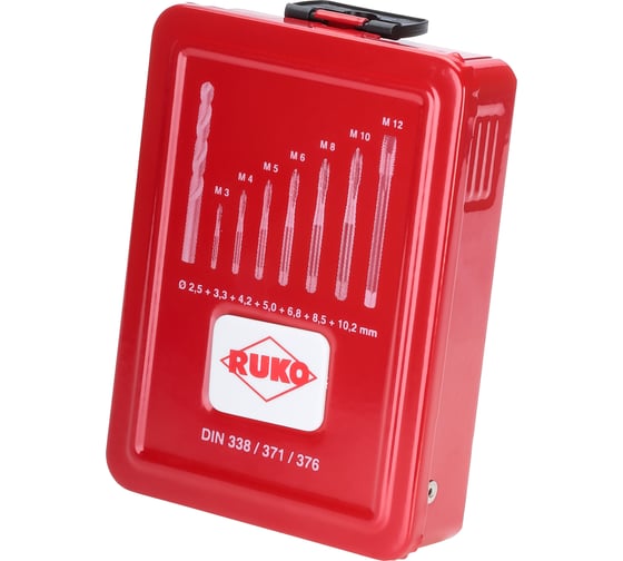 Набор машинных метчиков RUKO M3-M12 + сверла HSSE, 14 предметов 245051