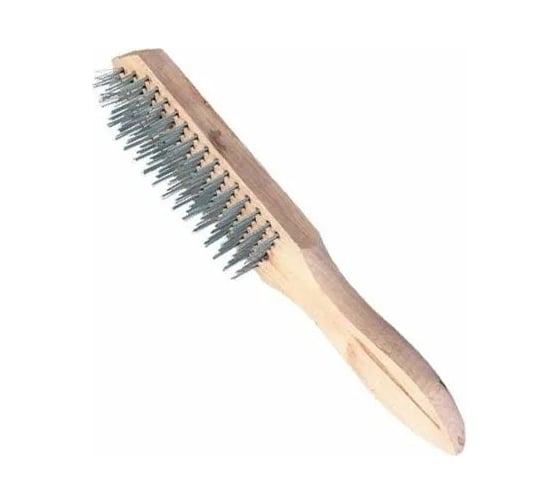 Стальная проволочная щетка Петрович с деревянной ручкой, 6 рядов 4100003868 1