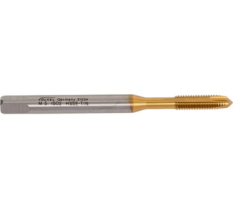 Машинный метчик VOELKEL М5 шаг 0,8 мм HSSE-TiN DIN371 V31534