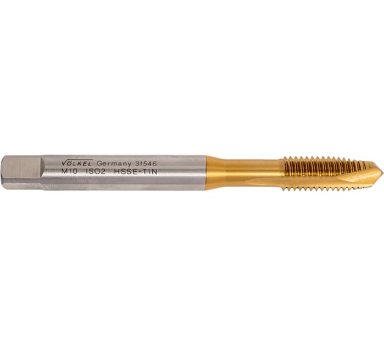 Машинный метчик VOELKEL М10 шаг 1,5 мм HSSE-TiN DIN371 V31546 1