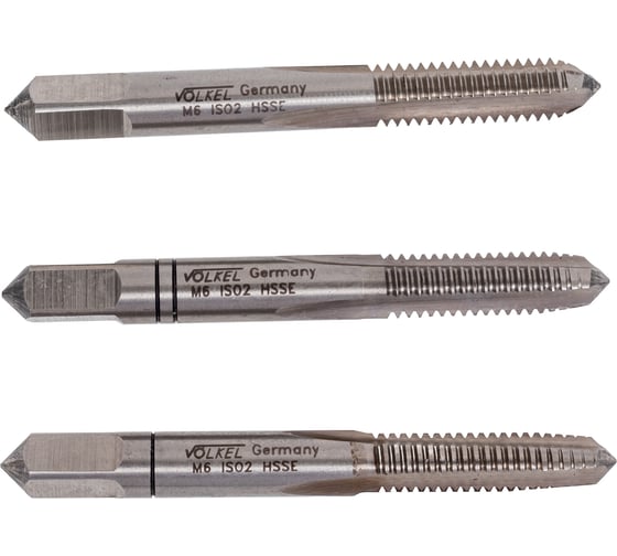Ручные метчики VOLKEL M6 шаг 1.0мм DIN 352 HSSE комплект из 3 штук V 57338 V57338 1