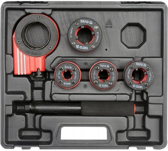 Набор трубных клуппов YATO 4 предмета, 3/8"; 1/2"; 3/4"; 1" YT-29001