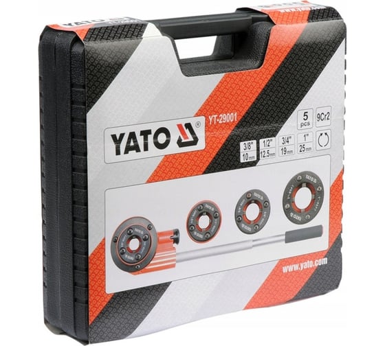Набор трубных клуппов YATO 4 предмета, 3/8"; 1/2"; 3/4"; 1" YT-29001