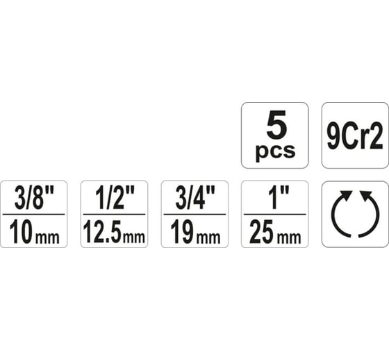 Набор трубных клуппов YATO 4 предмета, 3/8"; 1/2"; 3/4"; 1" YT-29001