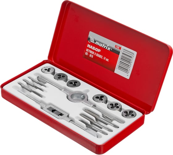 Набор метчиков и плашек М3 - М10, 14 шт. MATRIX MASTER 77345