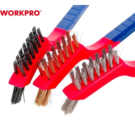 Набор корщеток WORKPRO нержавеющая сталь, медь, нейлон, 3 шт. WP253005