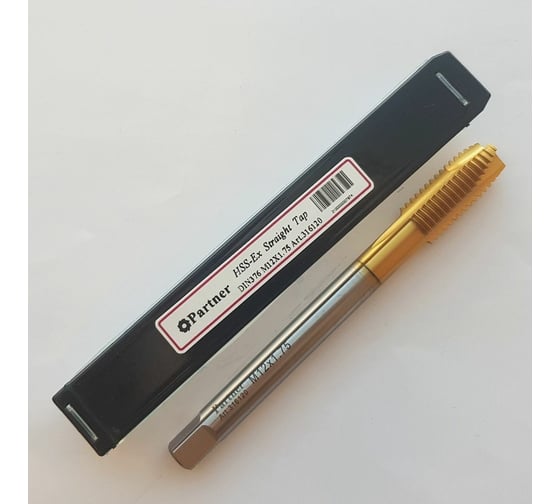 Метчик Partner M12х1.75 HSSE, DIN376, прямая канавка со спиральной подточкой, Н6, TiN 316120